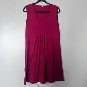 ✨Women’s Sleeveless Pleated Tunic Dress Top Size Large Magenta Pink No Brand